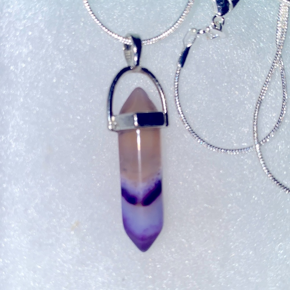 Boho hippie Sterling Silver Amethyst Swirl 24” necklace